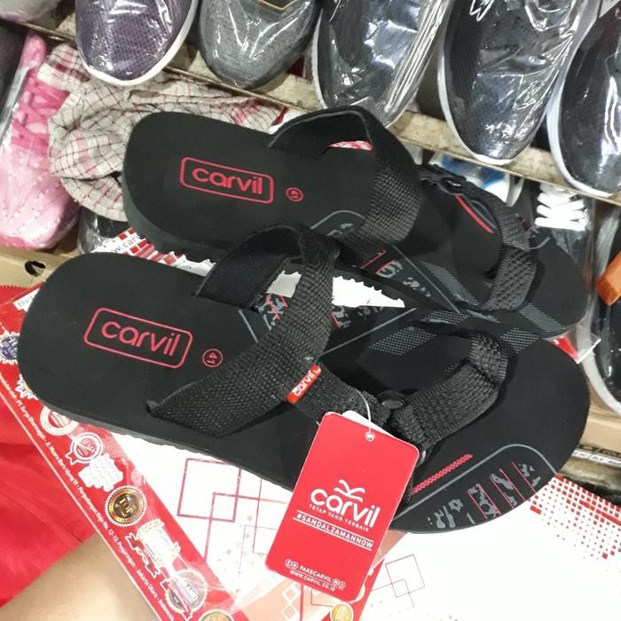 Sandal Spons Jepit Jempol Carvil Spektra Original Hitam