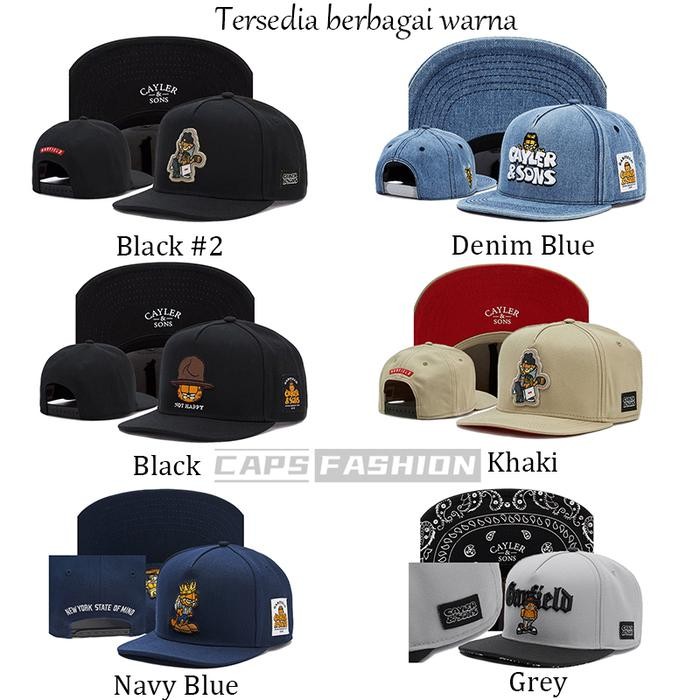 Tamam.storee Topi Snapback Garfield hip hop Fashion bordir merek tide untuk pria dan wanita caps hat
