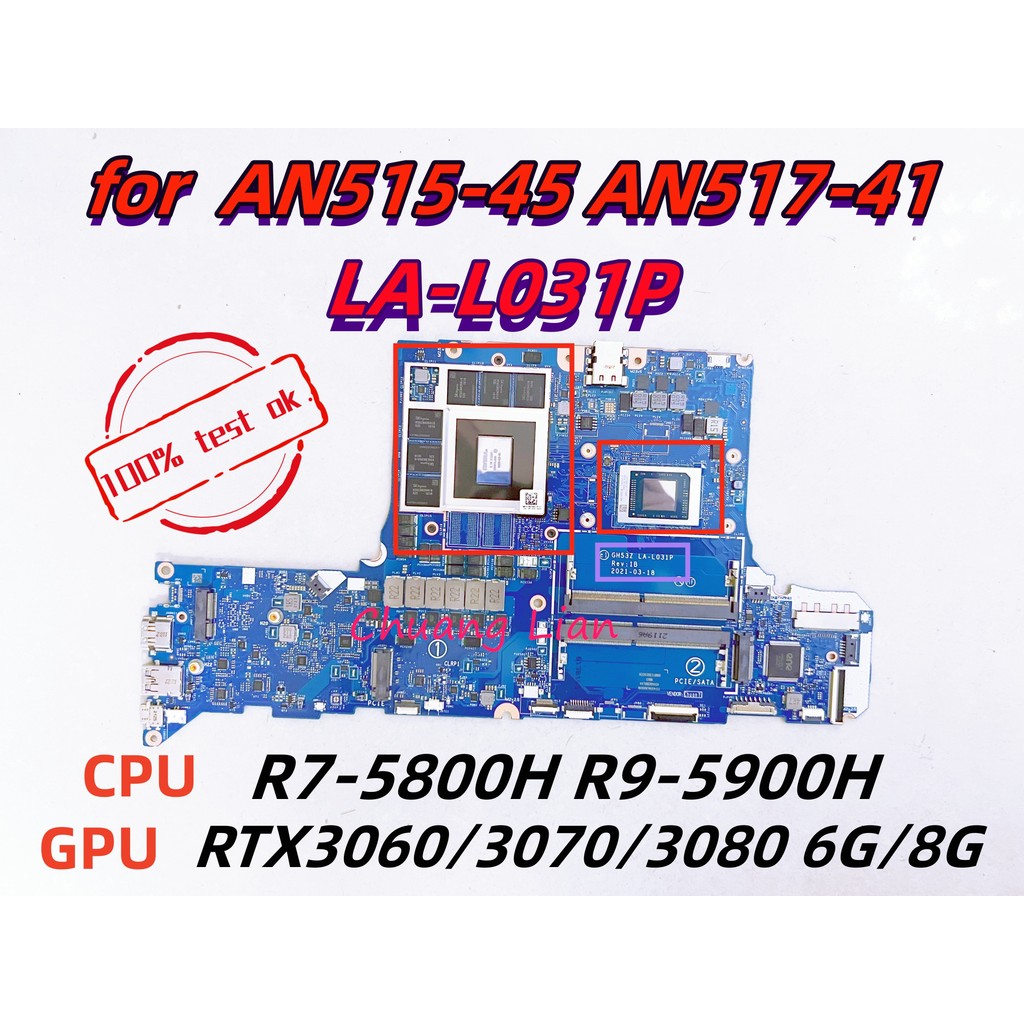 LA-L031P for Acer AN515-45 AN517-41 laptop motherboard LA-L031P with CPU R7-5800H R9-5900H GPU RTX30