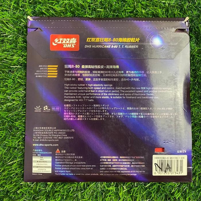 Karet Bet Tenis Meja Pingpong Dhs Hurricane 8-80 Original