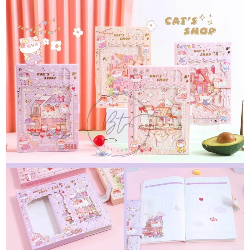 

[B298] Magnetic Notebook Cat's Shop / Diary Jurnal agenda Buku tulis