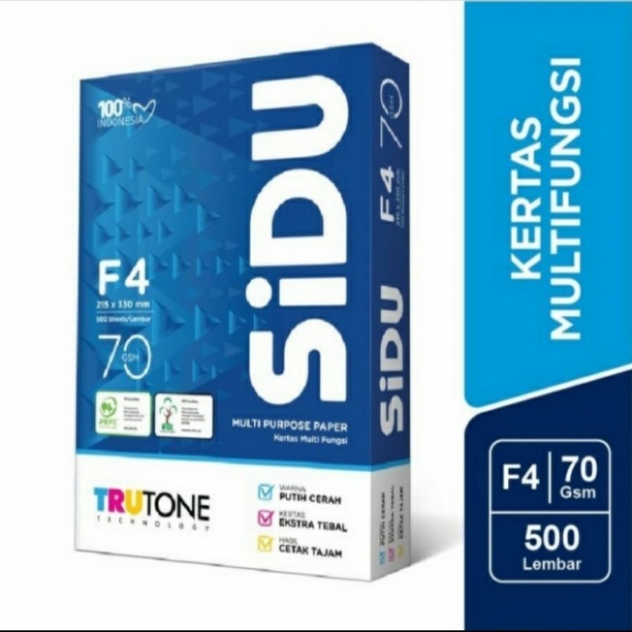 

SIDU F4 70 RIM Kertas HVS Folio Sinar Dunia 70 gsm