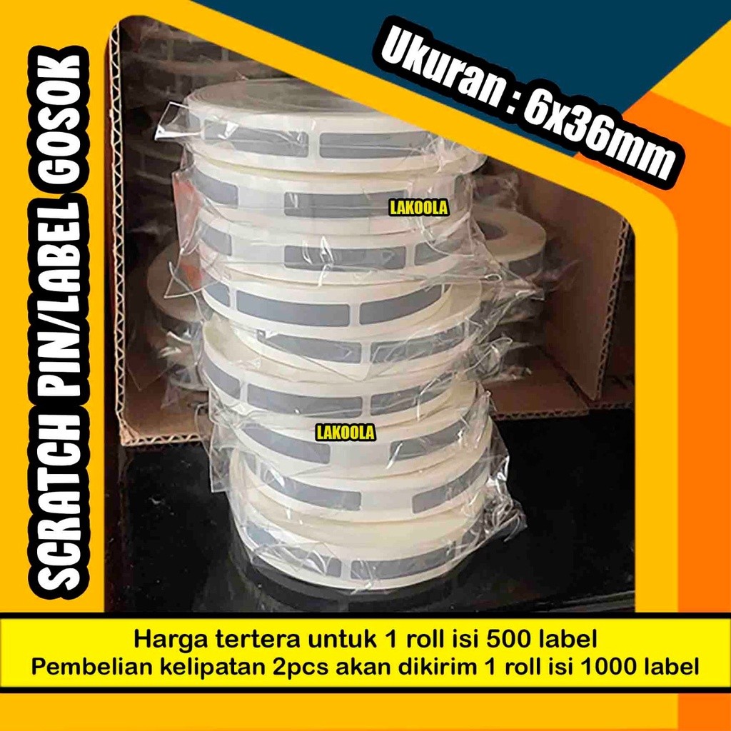 

1000 pcs 6x36mm Scratch Pin label gosok Sticker Gosok 6x36 mm