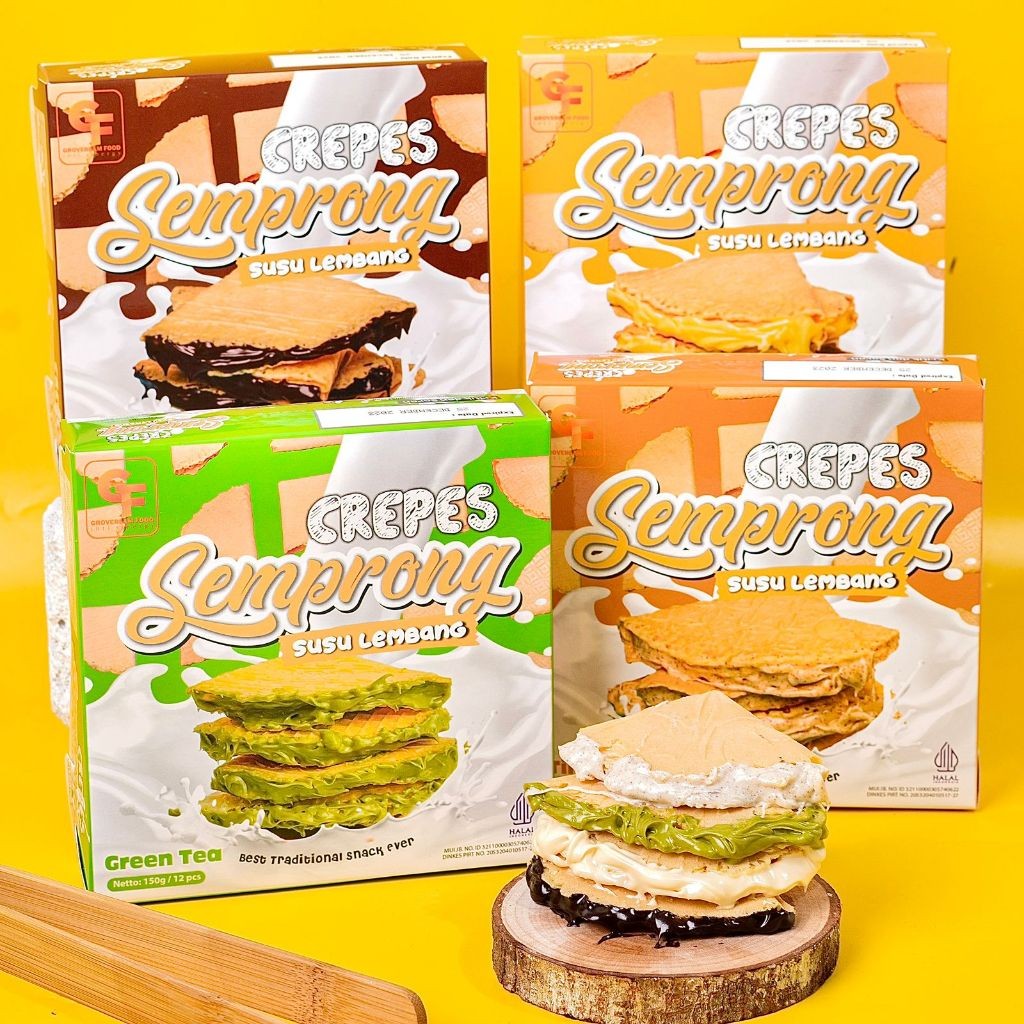 

Semprong susu crepes rasa coklat milk vanila chesse tiramisu strawbery milk isi 12