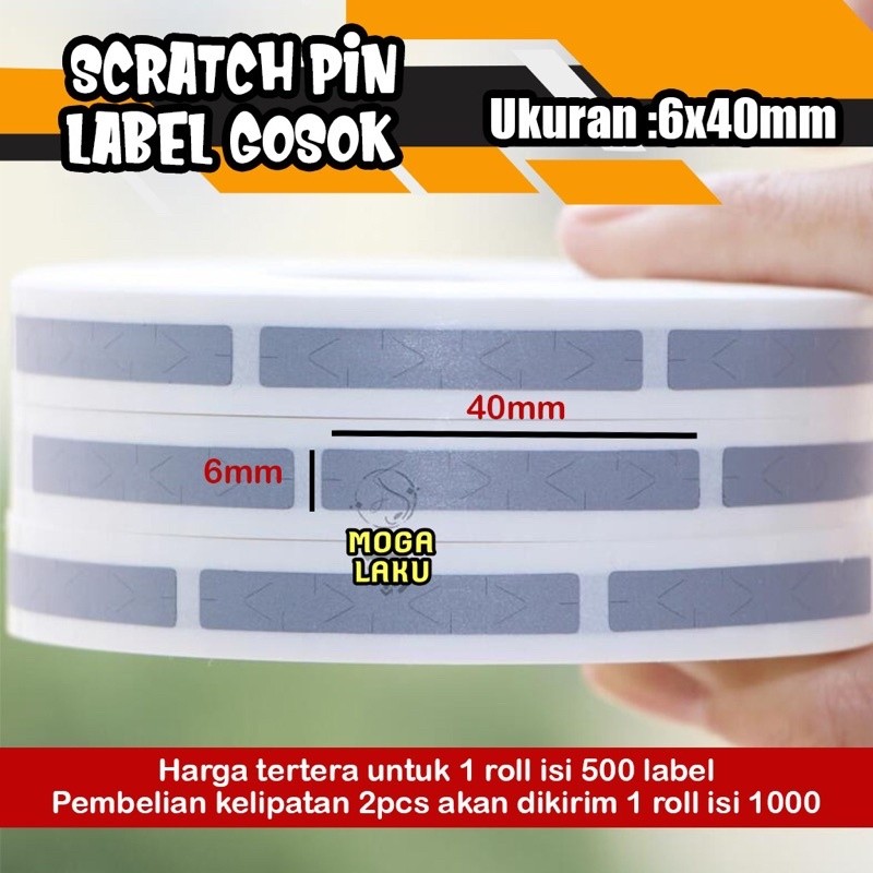 

6x40 mm scratch off pin label sticker 6x40