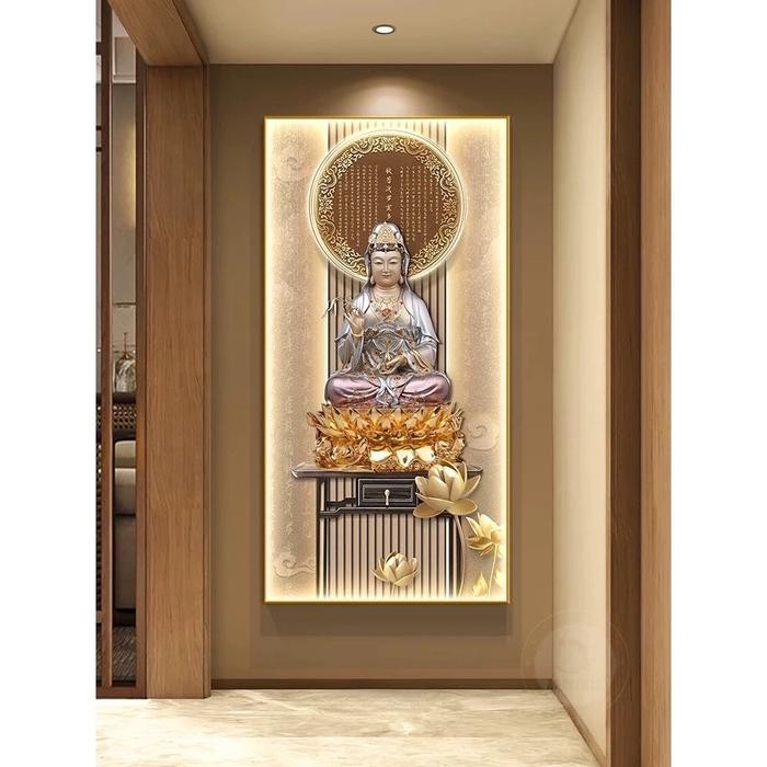 Terlaris Lukisan Hiasan Dinding Porcelain Diamond 5D Crystal Buddha / Dewi Kwan im