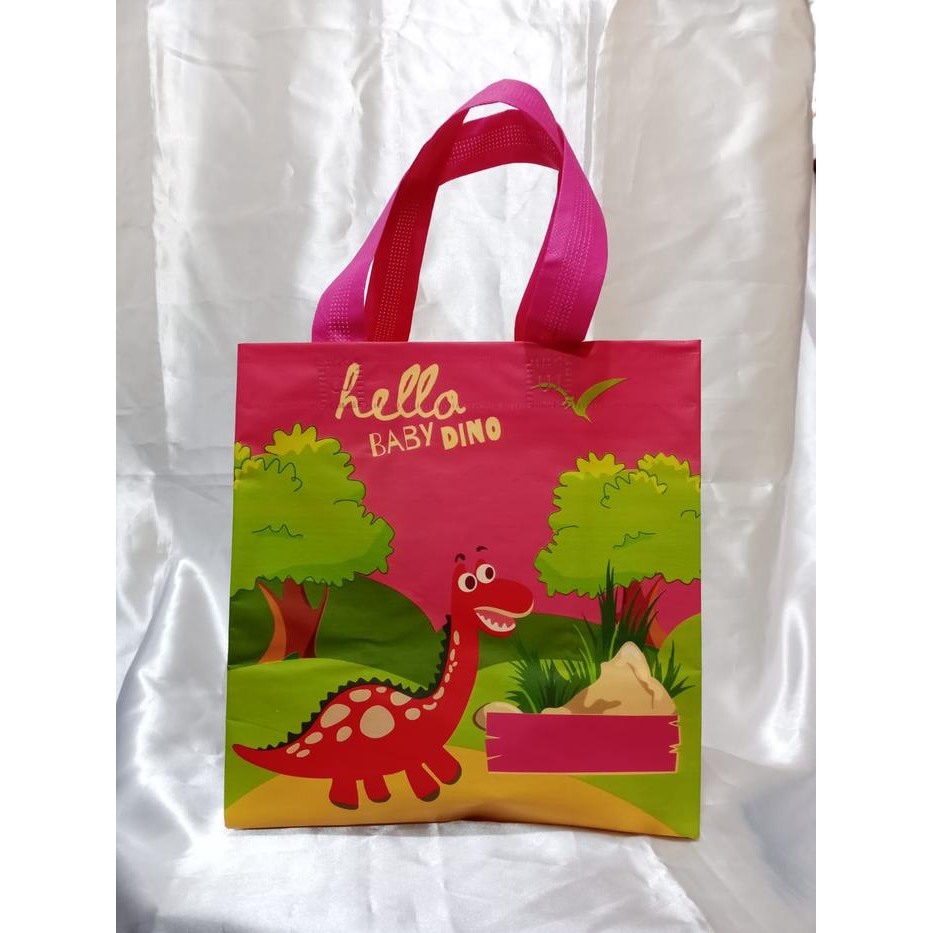 

Happy- 1 Lusin ( isi 12 pcs ) Tas Spunbond Laminasi box Hello DINO 25x25x15