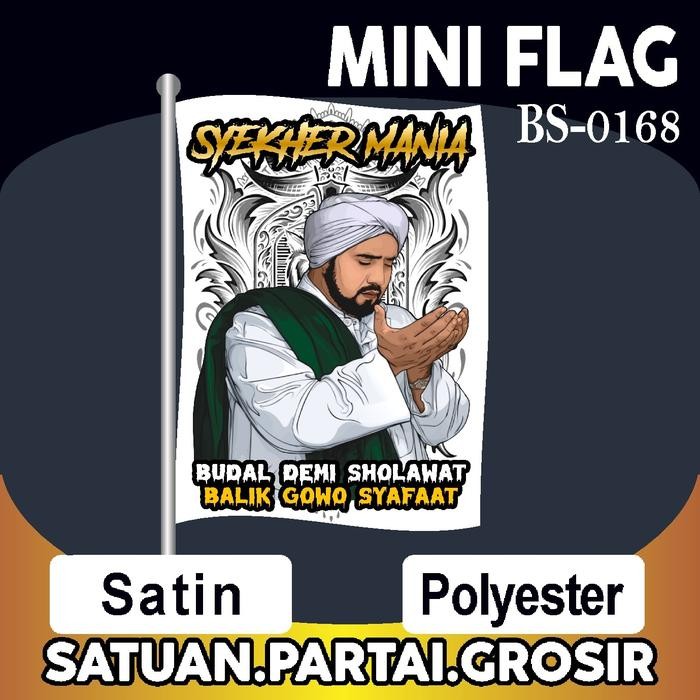 Cetak Bendera Kain Syekhermania Desain Putih /Umbul Umbul Syekhermania