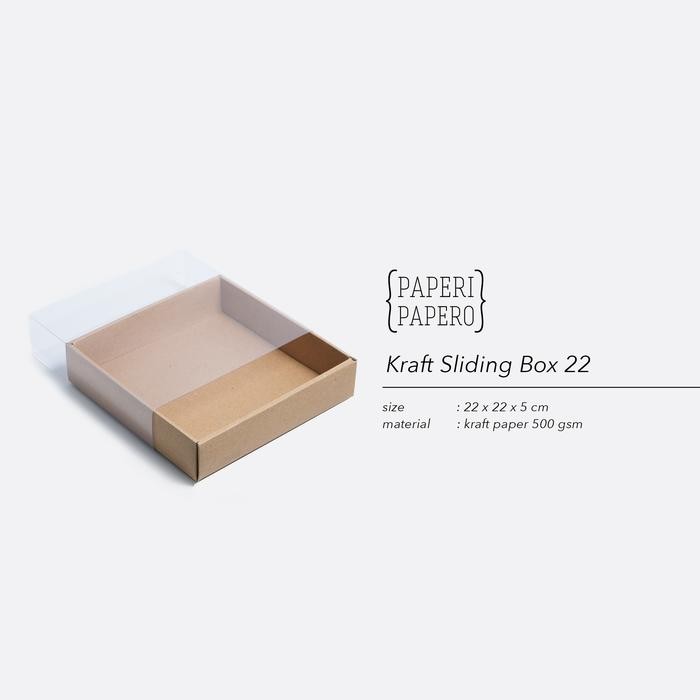 

Pesta- Kraft Sliding Box (22 x 22 x 5 cm) - Kotak Laci Geser Slide (5 Pcs)
