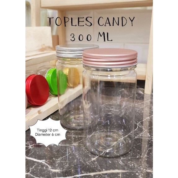 Toples Plastik Candy 300 Ml Tutup Aluminium