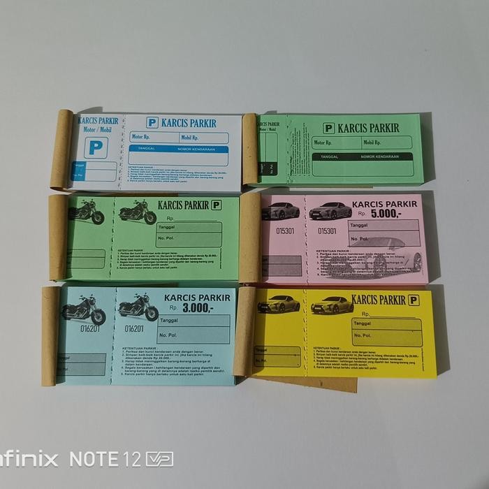 Hapnest- Karcis Tiket Parkir Mobil Motor Non Satuan Eceran Non Custom