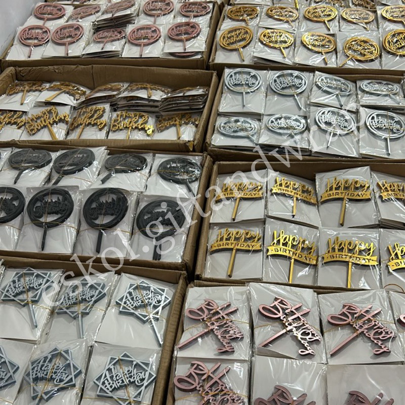 Topper Ultah Happy Birthday Akrilik 10 Pcs Unik