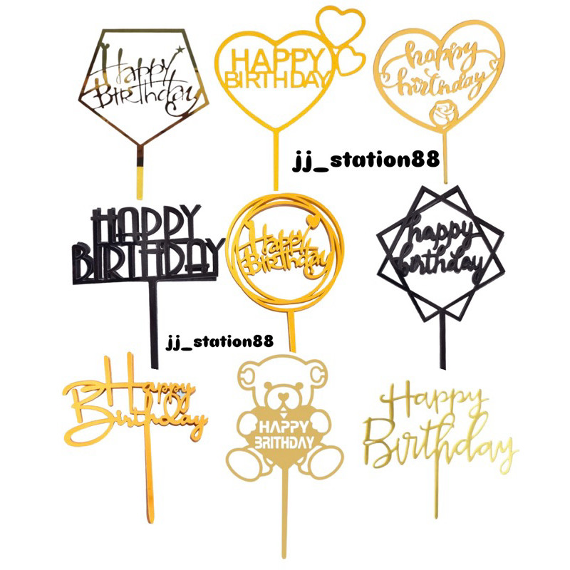 Topper Kue Happy Birthday 10 Pcs Akrilik