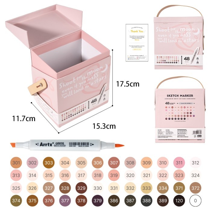 

ARRTX OROS BRUSH MARKER SKIN TONE COLOR 48 COLORS ALCOHOL MARKERS
