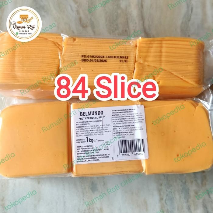 

BARANG TERLARIS BURGER CHEESE SLICE 84 SLICE CHEDDAR BELMUNDO BERGER KEJU TIPIS 1 KG