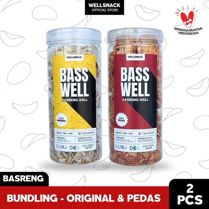

BUNDLING ORIGINAL & PEDAS - Basreng Well Slice isi 2 Toples 1/4 KG Rasa Original & Pedas Daun Jeruk