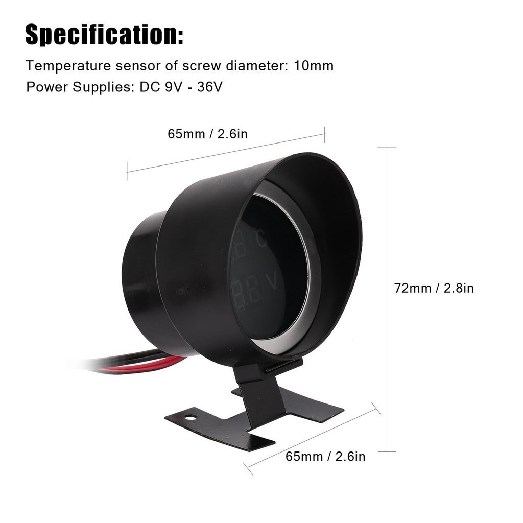 Voltmeter Suhu Air 2 in 1 / Meteran Suhu Air Pengukur Suhu Air Mobil Led u 10MM Pengukur Suhu Sensor