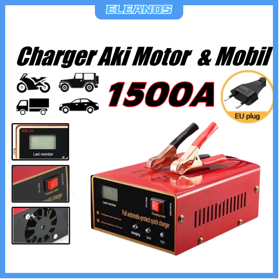 COD1500A Charger Aki Otomatis Smart Intelligent Auto Repair Mobil Pengisi Daya Charger Otomatis
