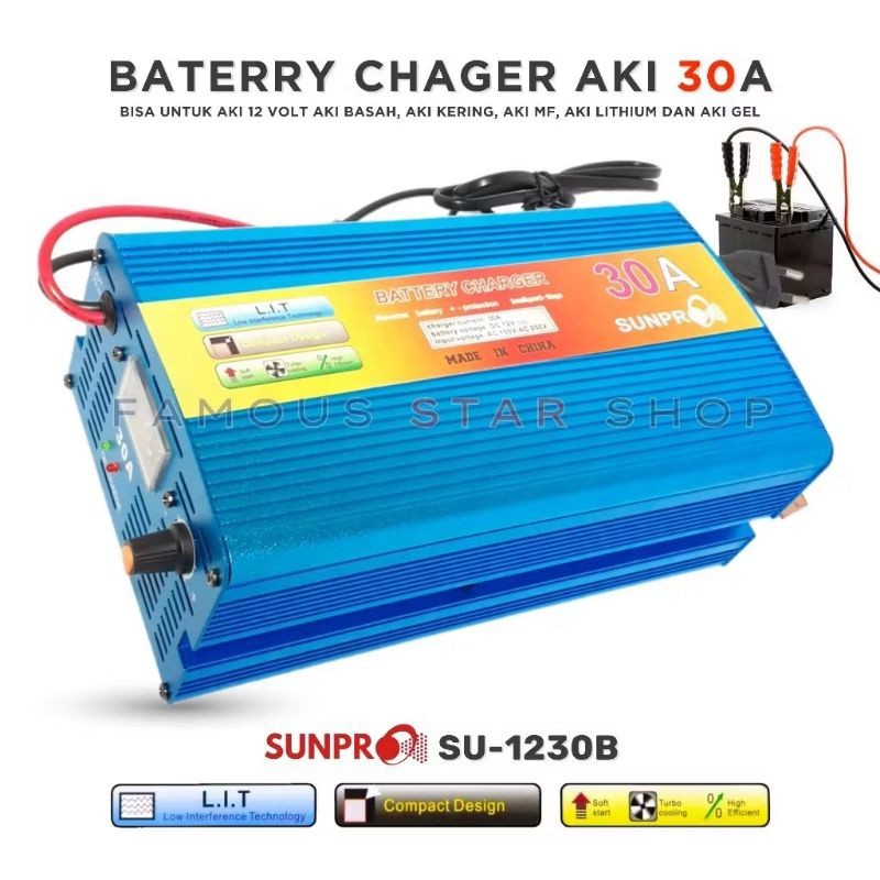 CHARGER AKI 12V 30 AMPER SUNPRO SU-1230B 30Amps BATERY CHARGER AKI ALAT CASAN AKI MOBIL ORIGINAL 30A