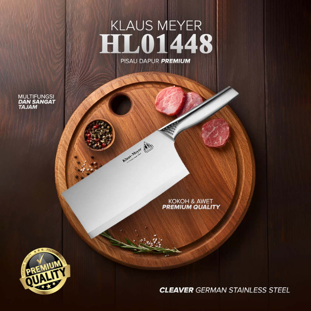Klaus-MeyerPisau Dapur Jerman Stainless Steel Multifungsi Super Tajam Chef Knife High Quality