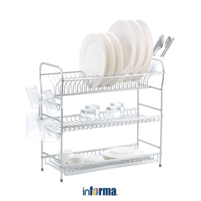 Informa Valco Rak Piring 3 Tingkat Dish Rack Tempat Peralatan Makan Perlengkapan Dapur Rak Pengering