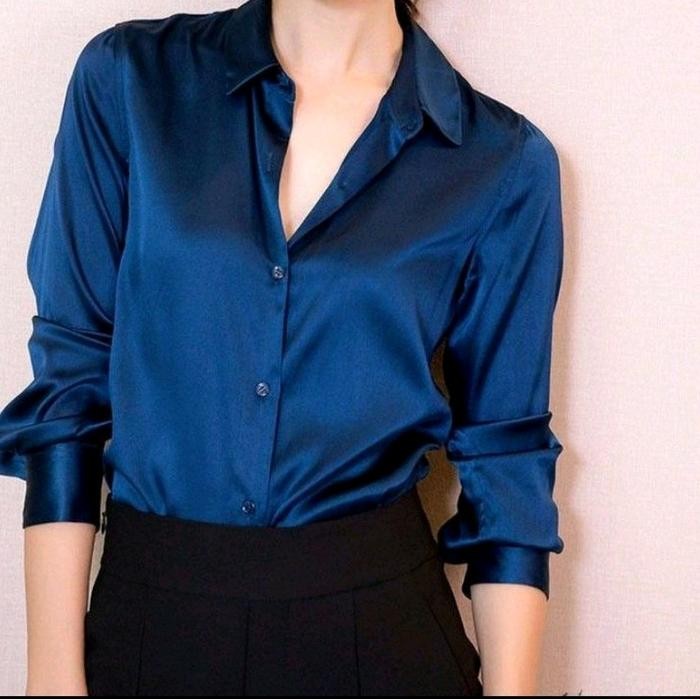 Kemeja Satin Premium / Kemeja Satin Silk Wanita Best Seller