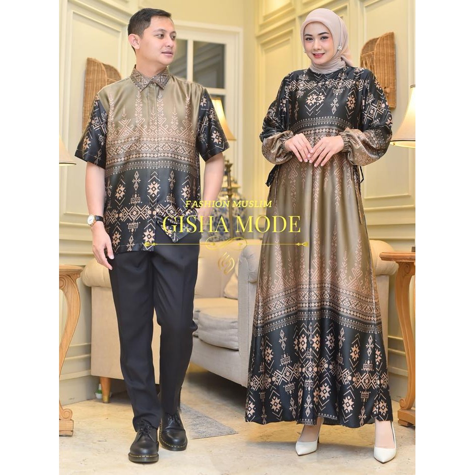 H4O DRESS SYAMEERA SILK PREMIUM GAMIS SILK MOTIF BUNGA SET COUPLE KEMEJA PRIA ATASAN COUPLE TERBARU