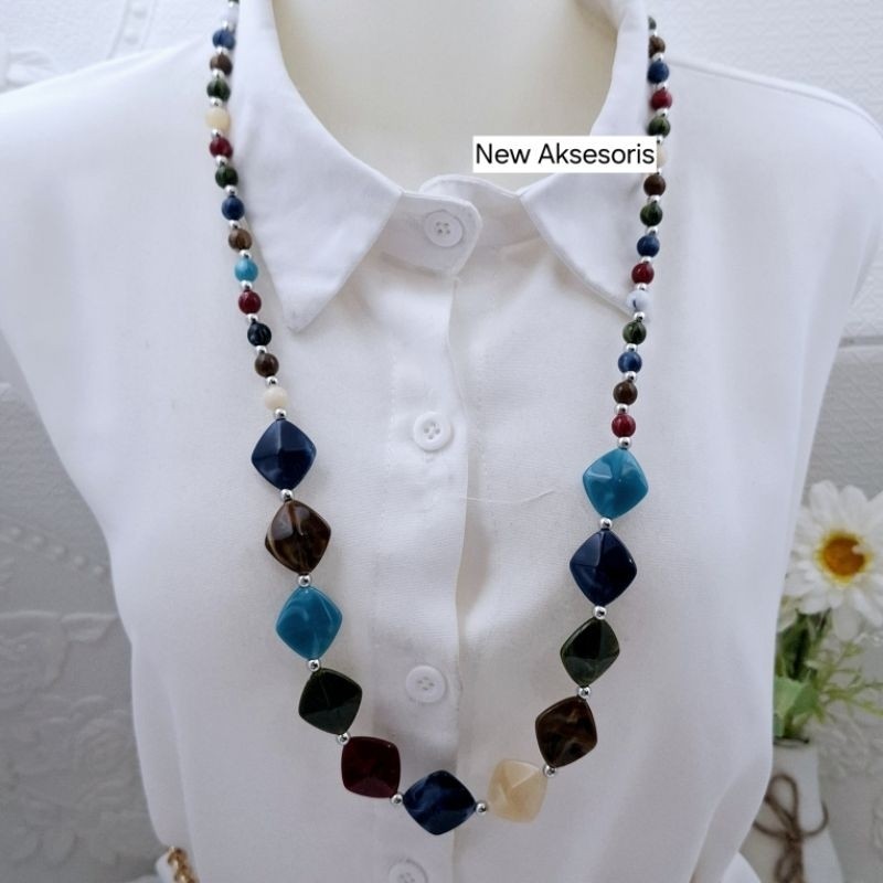 Glamourgemss Kalung Etnik Wanita Panjang 3 Layer Fashion Hijab