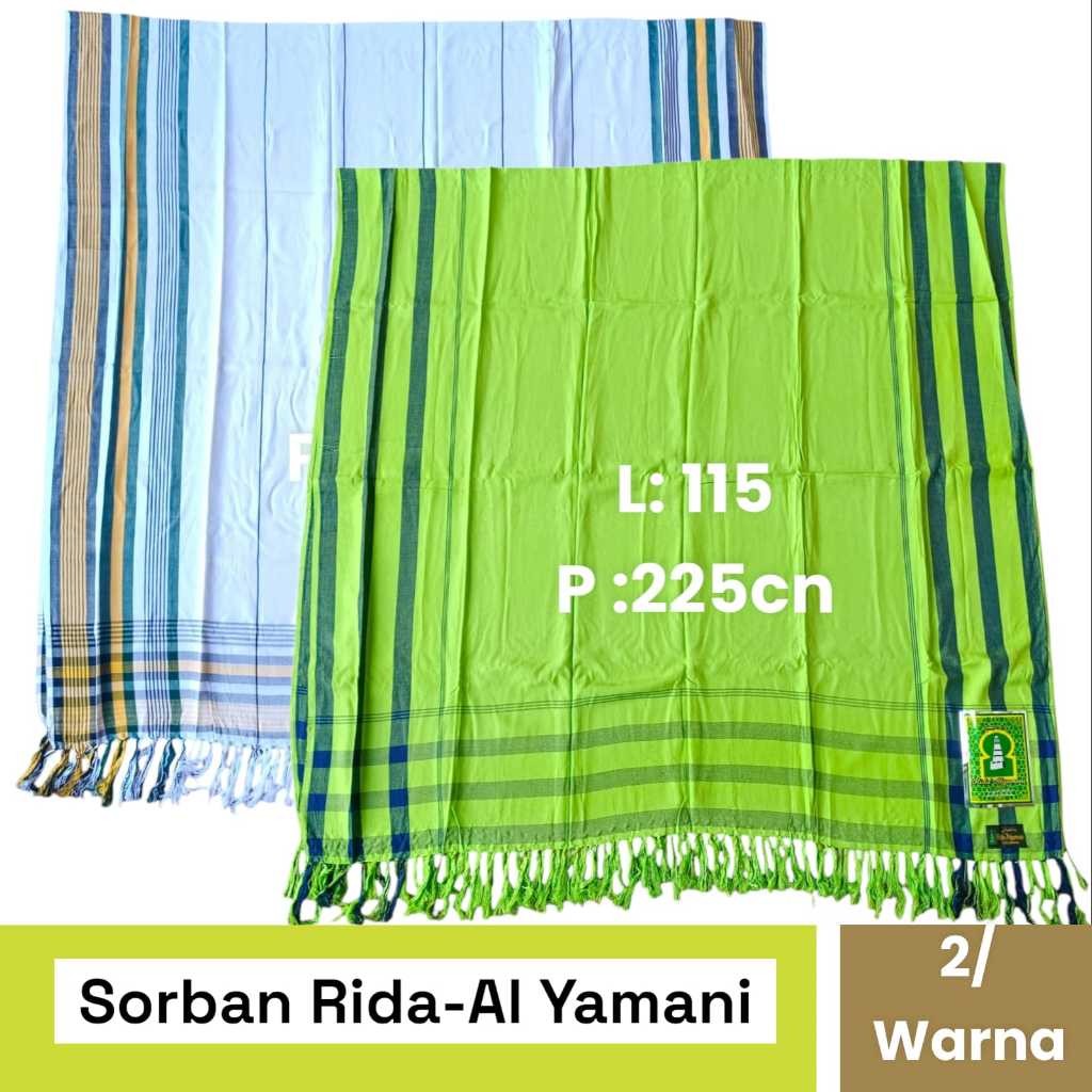 Makmur_55 Sorban Rida Al Yamani 100% Bahan Rayon/Syal Putih/Selendang Santri/Ukuran 230 Cm