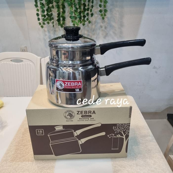 panci kukus / panci tim steaming pot stainless zebra thailand 18 cm
