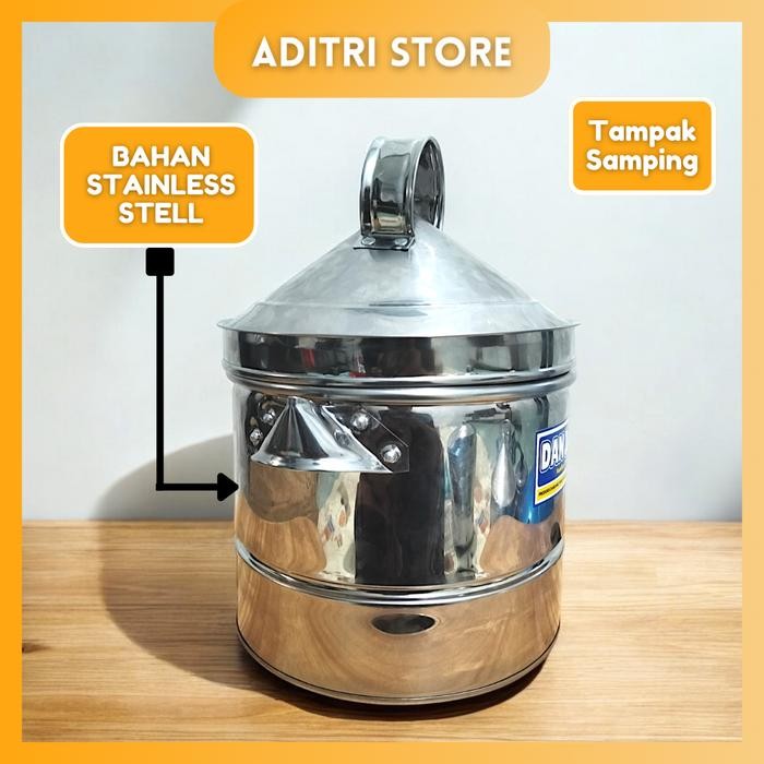 Sablukan / Dandang Kukusan Stainless Stell Ukuran 1 KG - 3 KG Free Centong CAP DANJAYA Tebal, Kuat