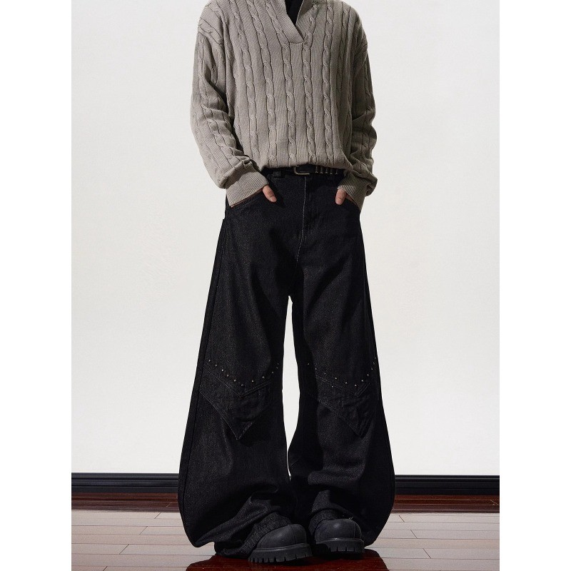 Unisex Baggy Jeans Vintage 90S Aesthetic Cowboy Pants Harajuku Oversize Denim Trousers 2000S Black