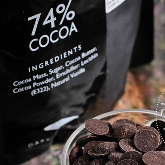 

Patissier DARK Chocolate 74% Couverture 100gr Cokelat Coin Baking Koin