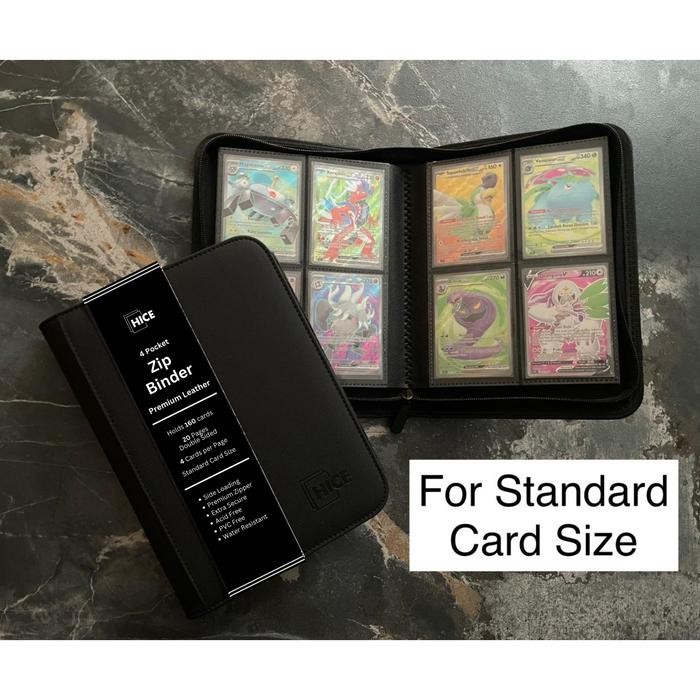 

HICE Premium Zip Album Card Binder 4 Pocket Binder Kartu Pokemon Magic One Piece Flesh and Blood TCG