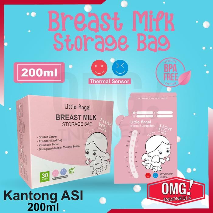 Momiyo- Kantong Asi Susu Bayi 200 Ml Little Angel Baby Breast Milk Storage Bag Sensor Thermal