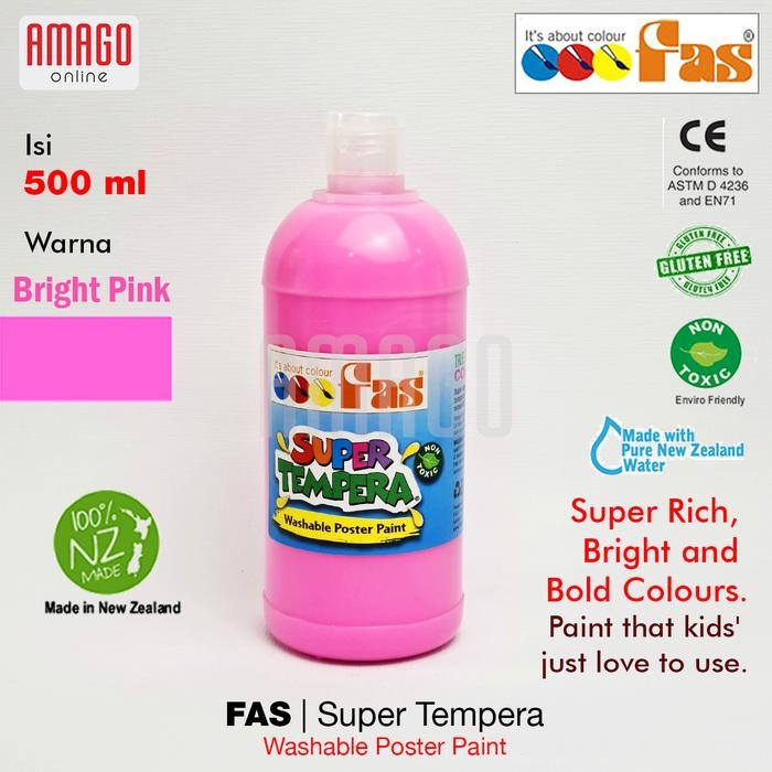 

Fas - Super Tempera Washable Poster Paint - 500 Ml - Pink - 028