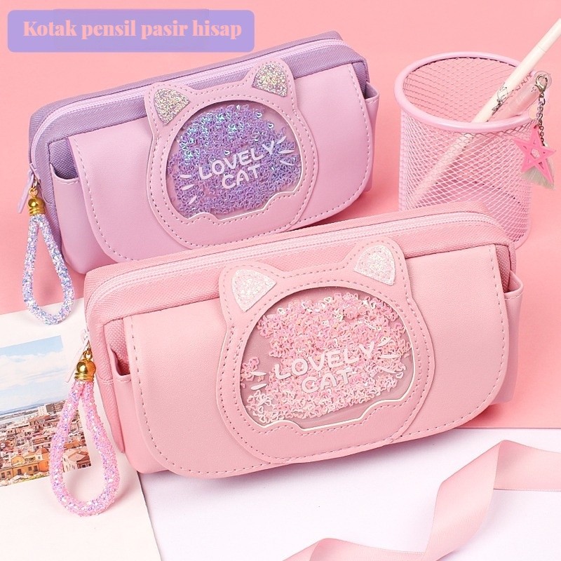 

Multifunction Pencil Case Cute Organizer Tempat Pensil Cartoon QuickSand Animal Kotak Tempat Pensil
