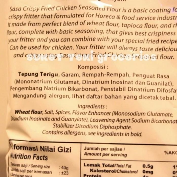 

Ready Stock Sasa Tepung Ayam Goreng Renyah 900 Gr / Kentucky 850 Gr Per Dus Isi 12 Cod