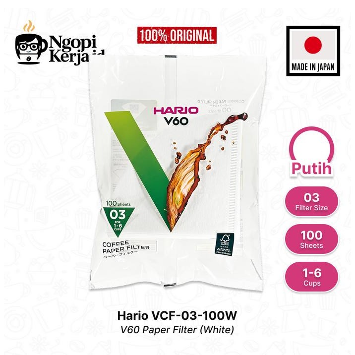 Hario V60 Coffee Paper Filter Vcf-03-100W - Putih 100 Lembar
