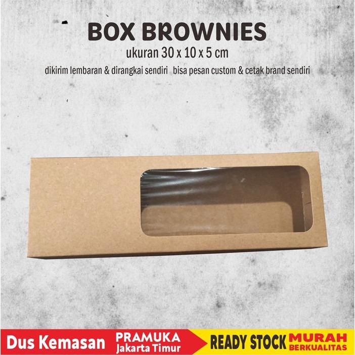 BOX BROWNIES 30 x 10 x 5 KRAFT LAMINASI JENDELA
