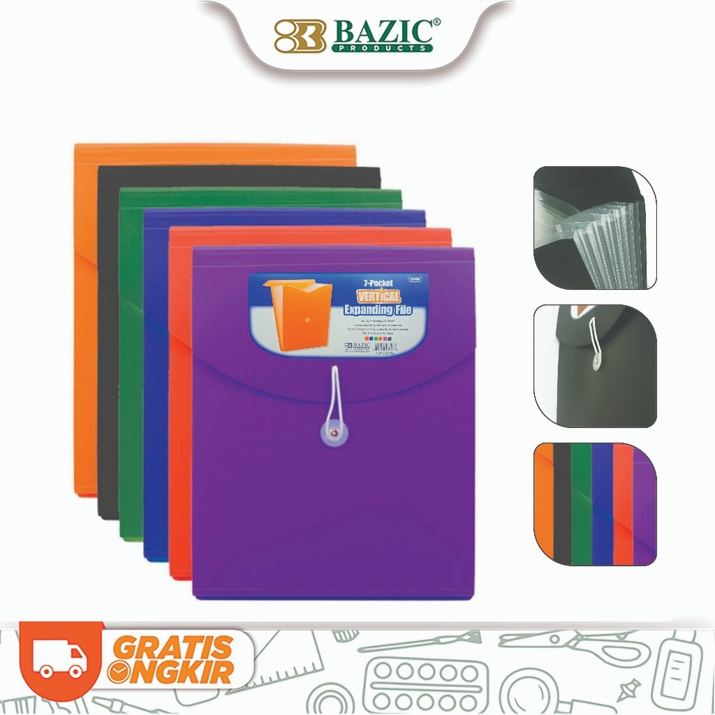 

Bazic 7 Pocket Vertical Expanding File - Map Harmonika 7 Sekat