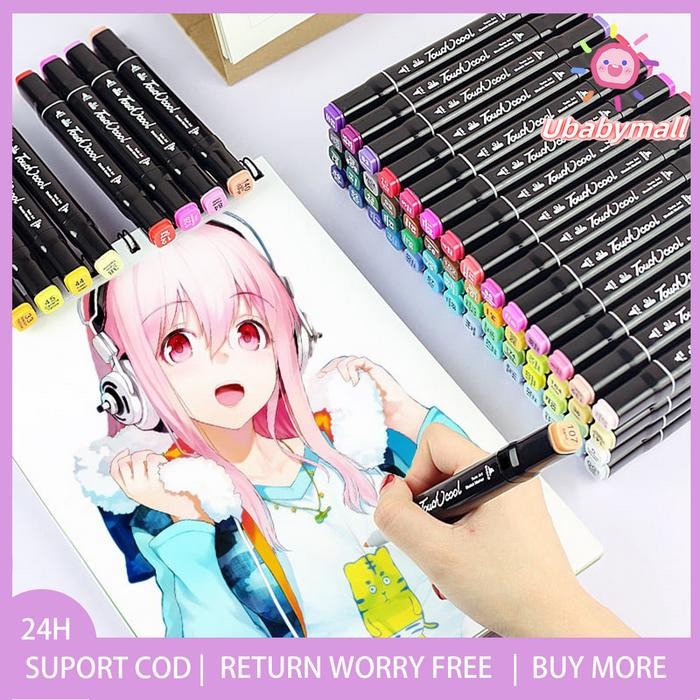 

Touch 12/36/60/80/120 Warna Sketsa Spidol Umum General Marker Set Animation Markers Pen Foto