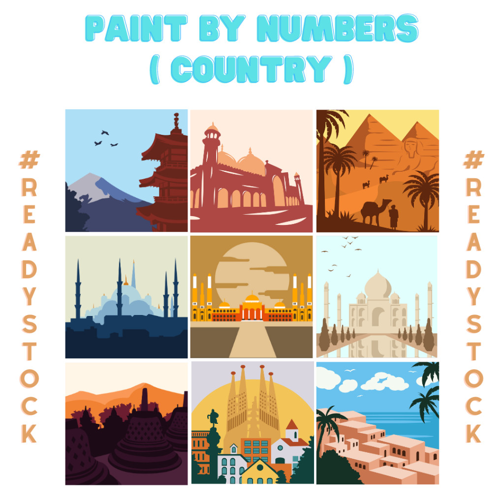 

Paint By Number Kit (Country) l DIY Paint By Number Kit l Canvas Lukisan 20 x 20 cm ( Yemen India