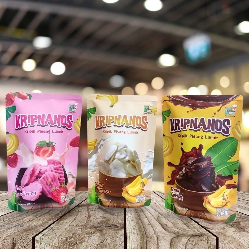 

KRIPNANOS Keripik Pisang Lumer viral varian rasa Strawberry Tiramisu Coklat 80.gram