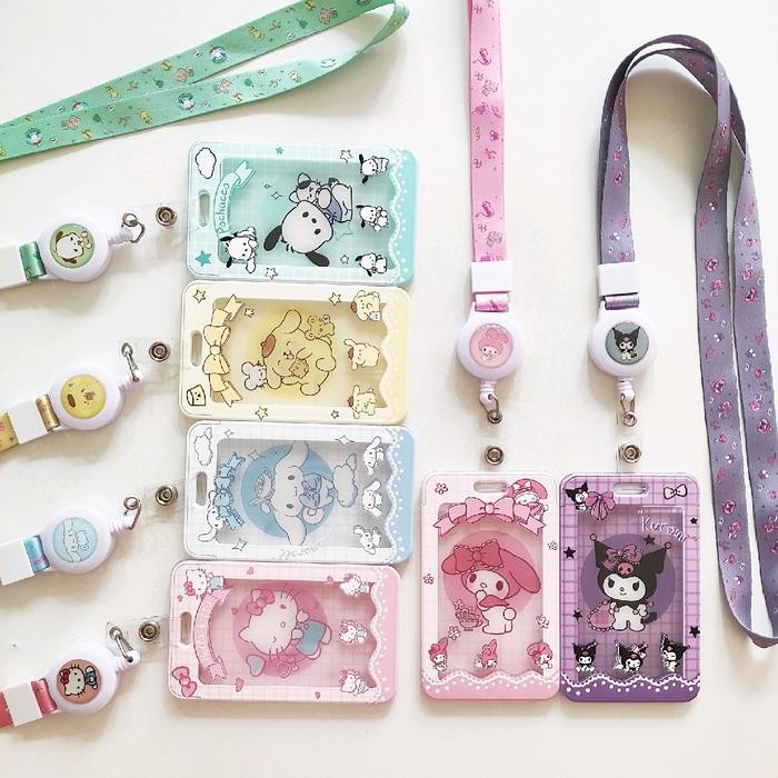 

Id Card Holder Name Tag Lanyard / Kalung Wadah Kartu Identitas Akrilik Badge Reel Cute Sanrio Mascot