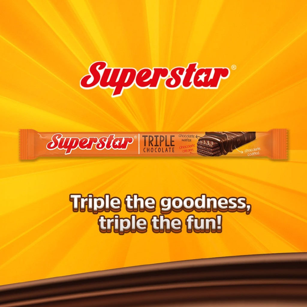 

[ BERKAH ] Superstar Wafer Triple Chocolate Full Chocolate Box Isi 20 x 16gr Wafer Salut Cokelat