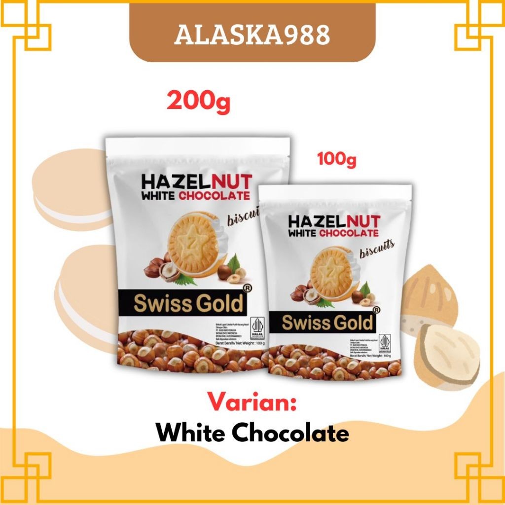 

Swiss Gold Hazelnut Biscuit - Biskuit Hazelnut Milk White Chocolate