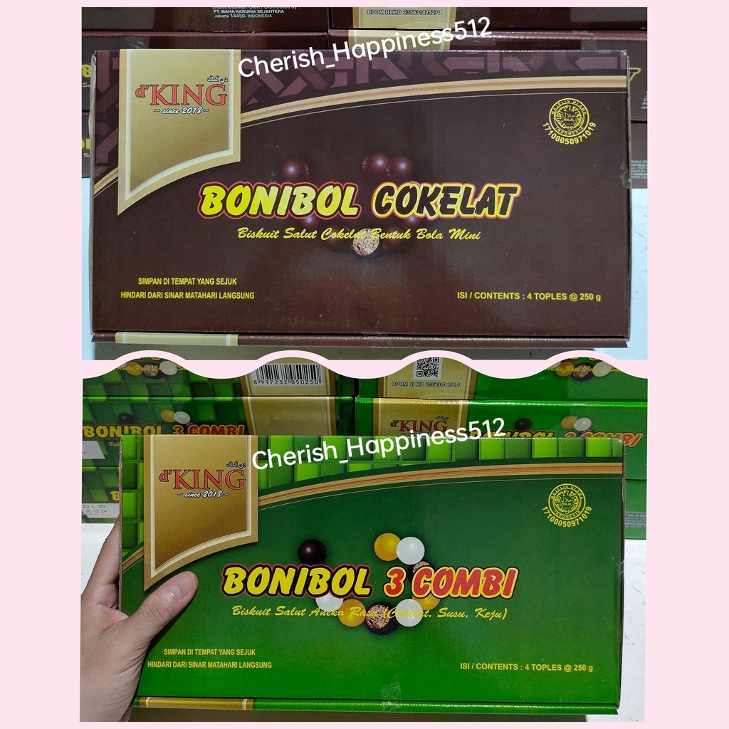 

1 Kotak D'KING Bonibol Cokelat & Combi & Pelangi & Balado ~ Biskuit Salut Cokelat Bentuk Bola Mini