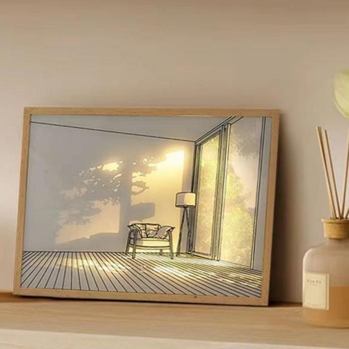 Terlaris Lukisan Cahaya Lampu Meja Hias 3D Foto Light Painting Lukisan Lampu Led kreatif 3 Warna