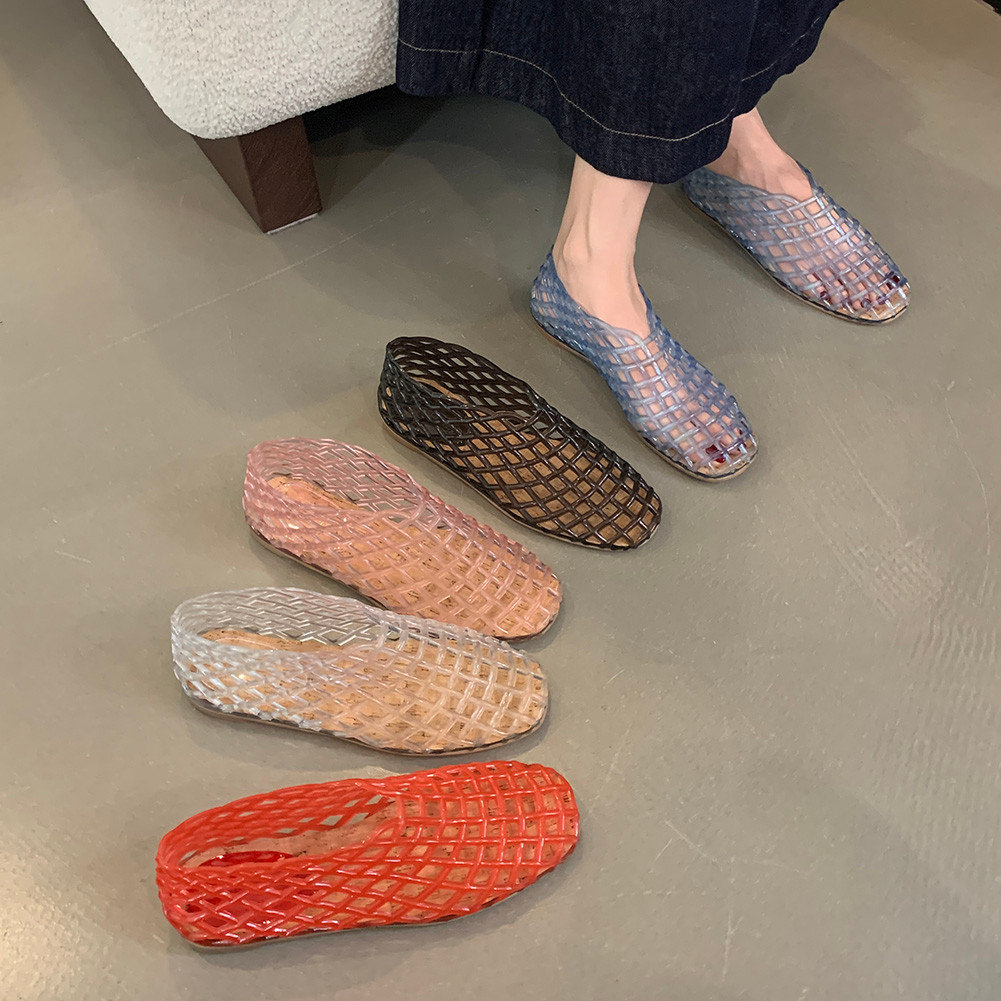 Fashionable Mesh Women'S Ballet Mary Jane Shoes Summer Walking Shoes Women Jelly Flats Mesh Ballet